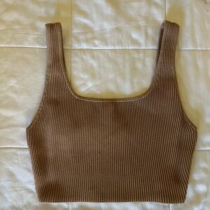 Aritzia Brown Ribbed Crop Top